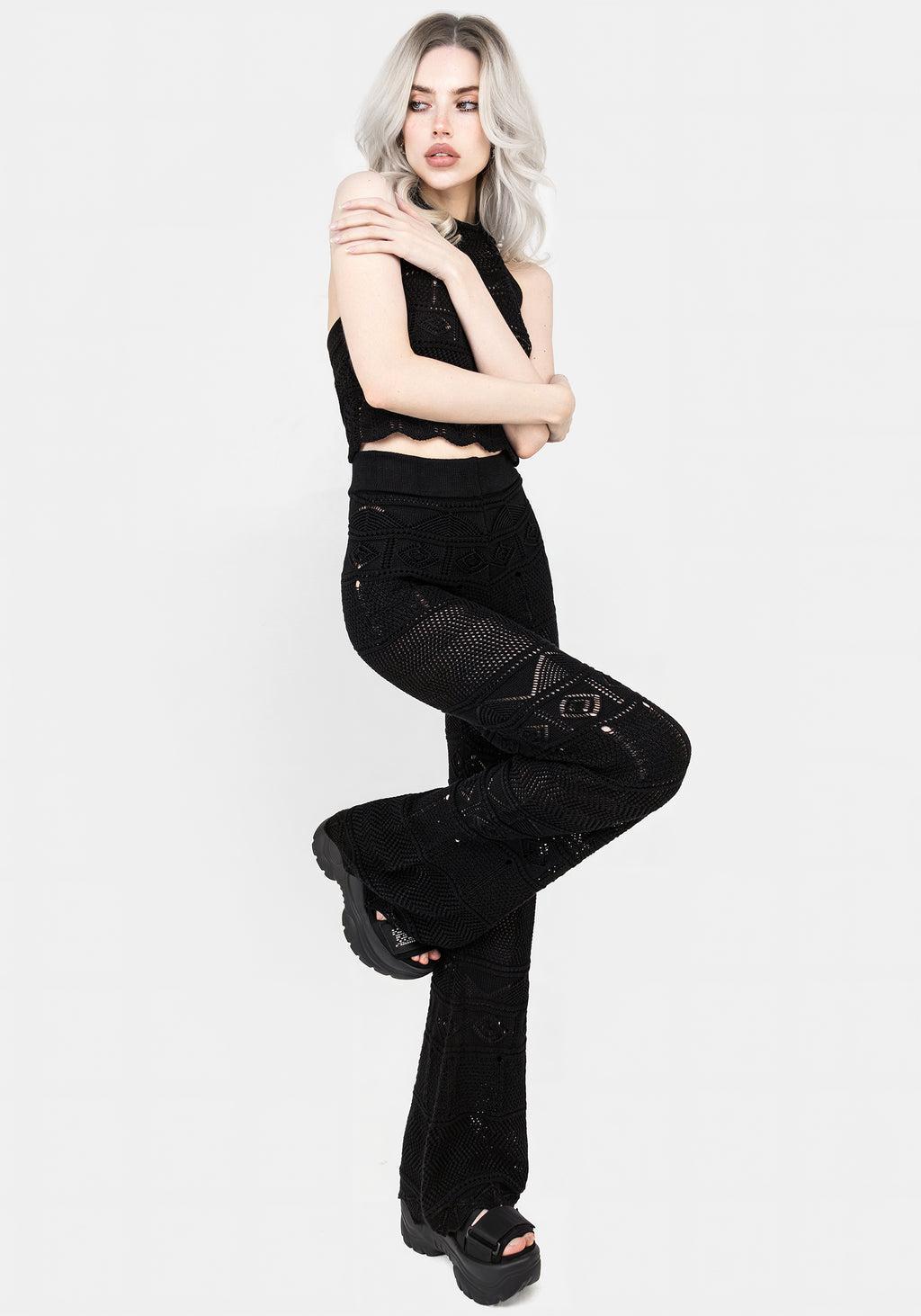 Hooked Pointelle Flare Trousers Product Image