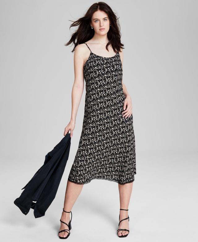 And Now This Womens Floral-Print Lace-Trim Midi Dress, Created for Macys Product Image