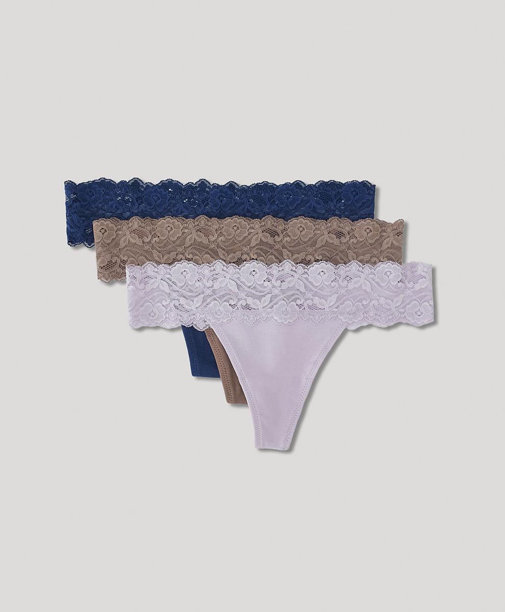 Womens Lace Waist Thong 3-Pack 2XL Product Image