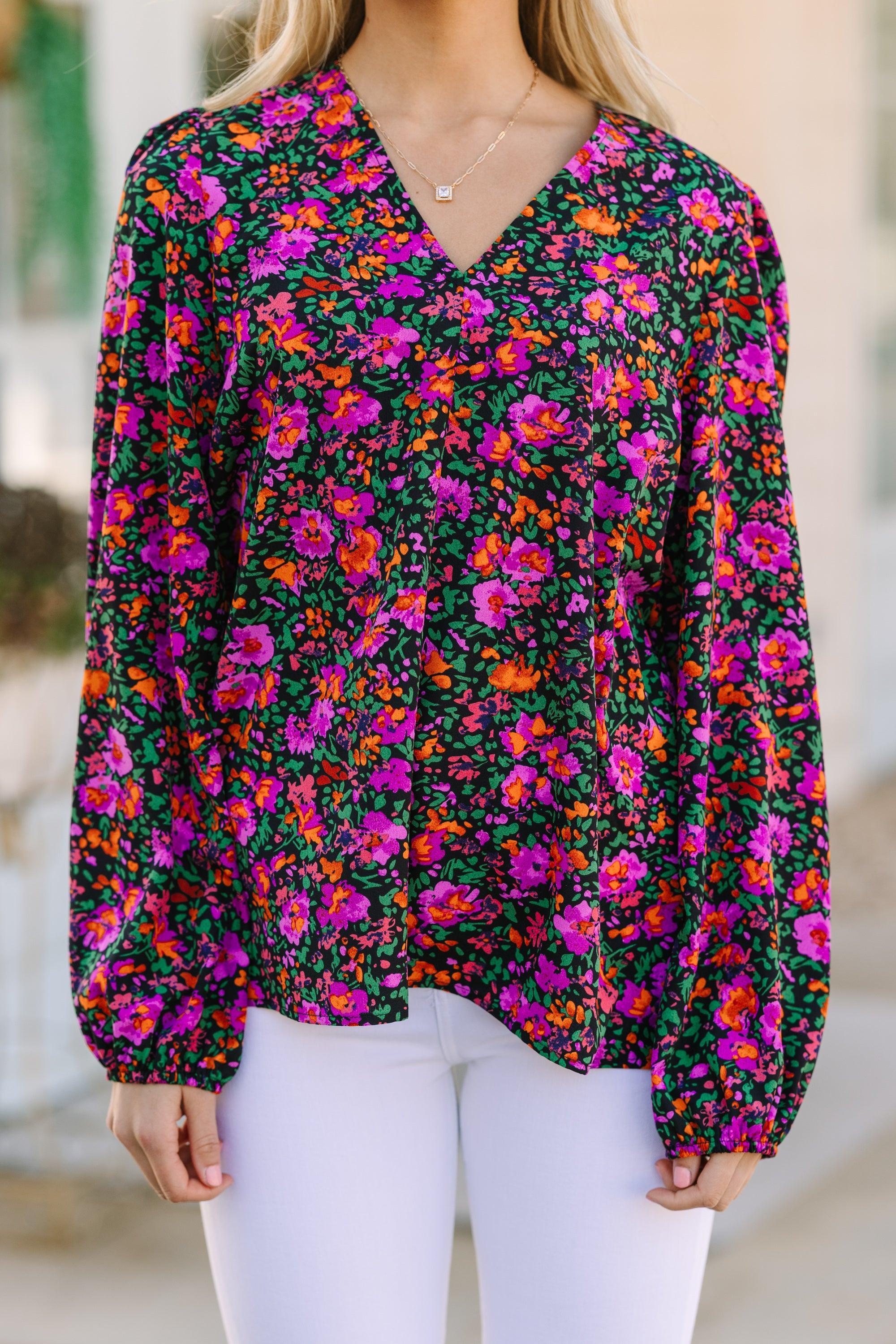 Falling For You Black Floral Blouse Female Product Image