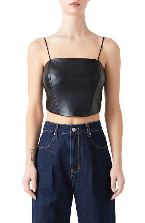 Grey Lab Faux Leather Crop Top Product Image