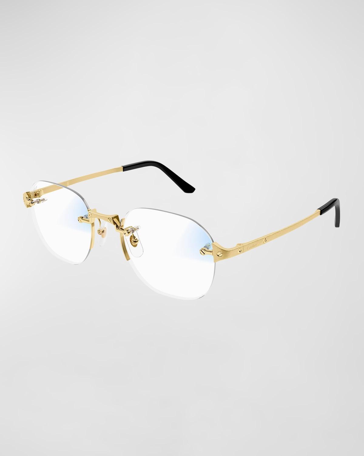 Mens Rimless Metal Oval Sunglasses Product Image