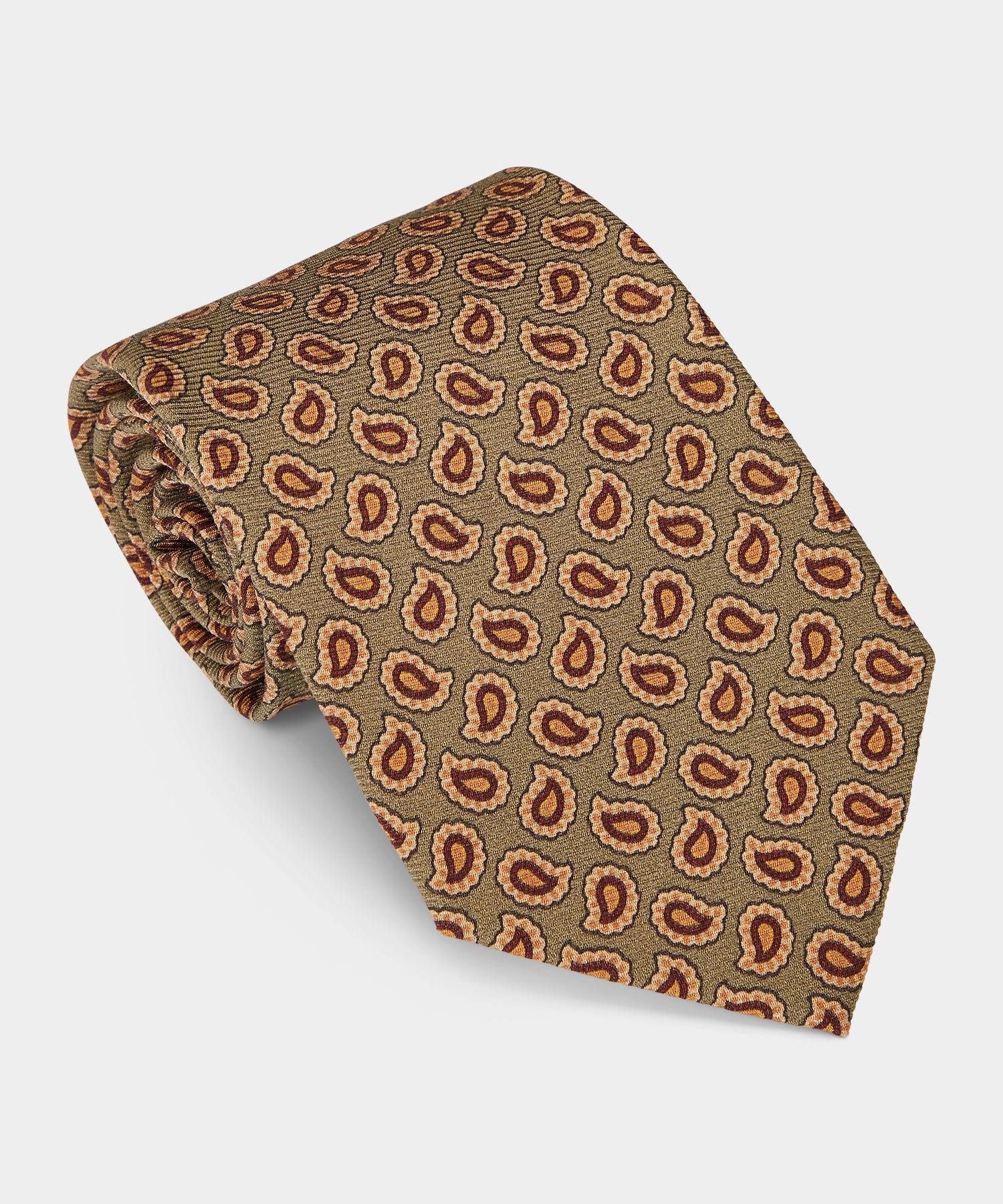 Micro Paisley Silk Tie in Light Green Product Image