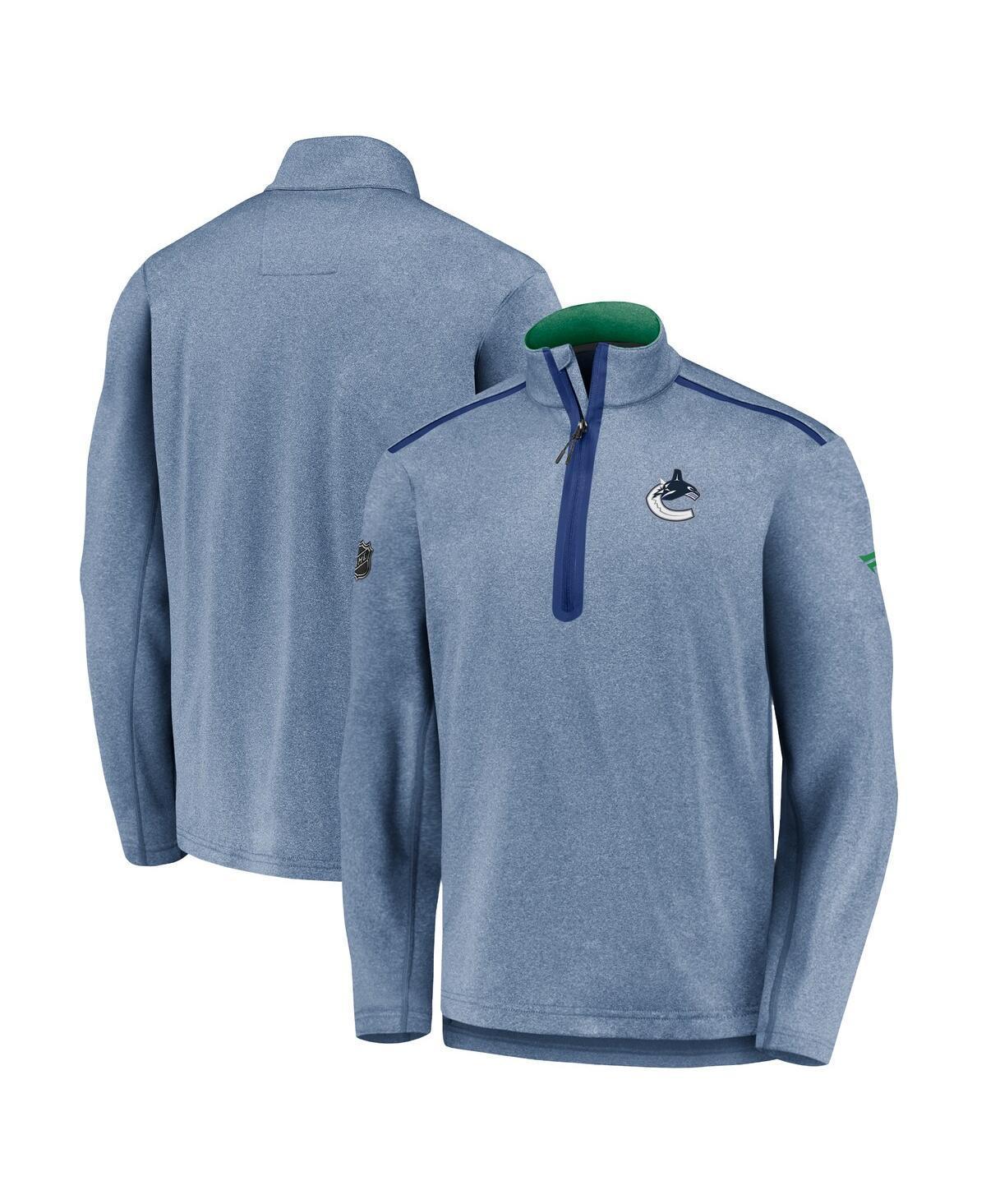 Mens Fanatics Branded Heathered Blue Vancouver Canucks Authentic Pro Travel & Training Quarter-Zip Jacket Product Image