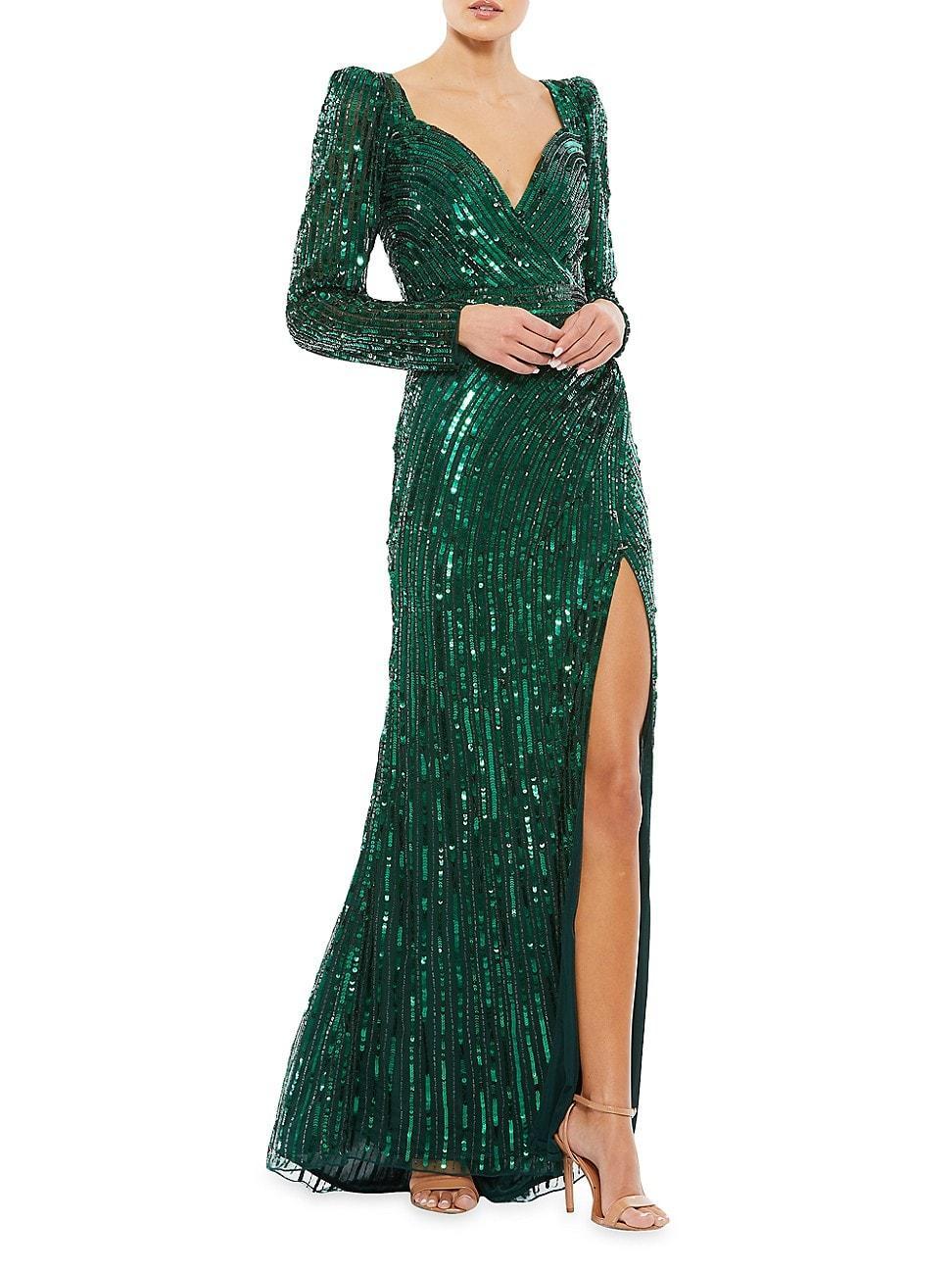 Womens Metallic V-Neck Gown Product Image