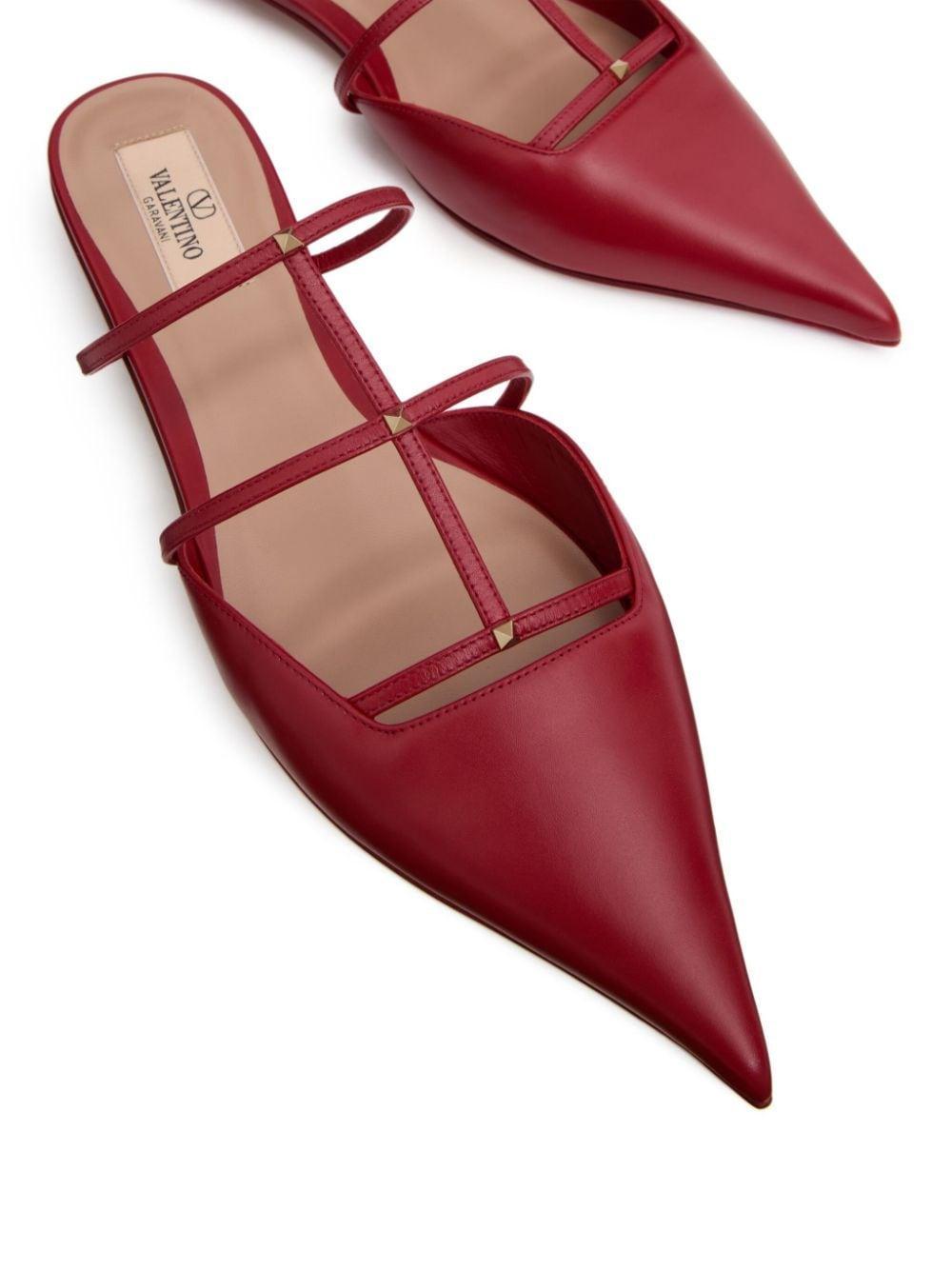 Rockstud Mules In Red Product Image