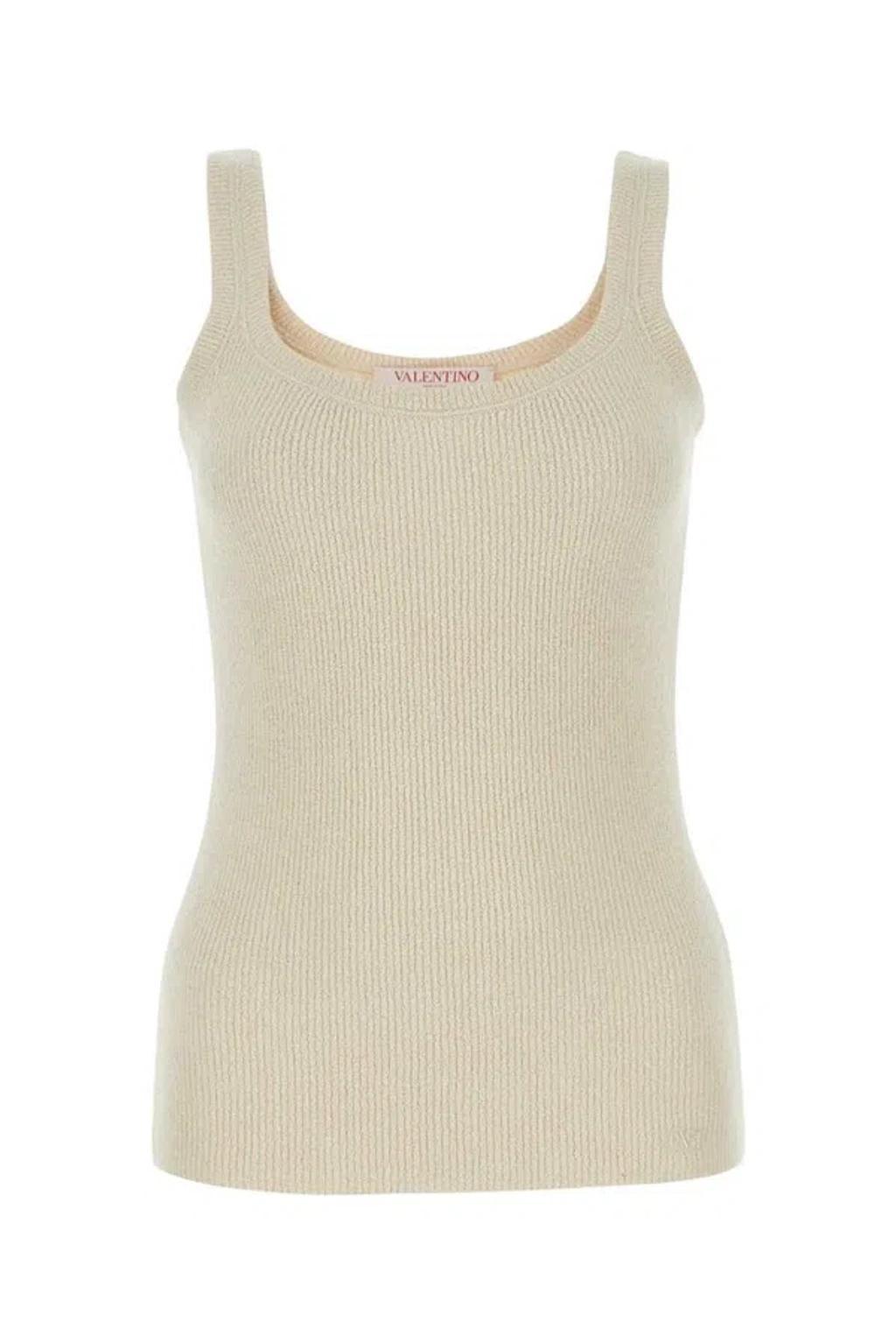 VALENTINO Sleeveless Knitted Top In Beige O Tan product image