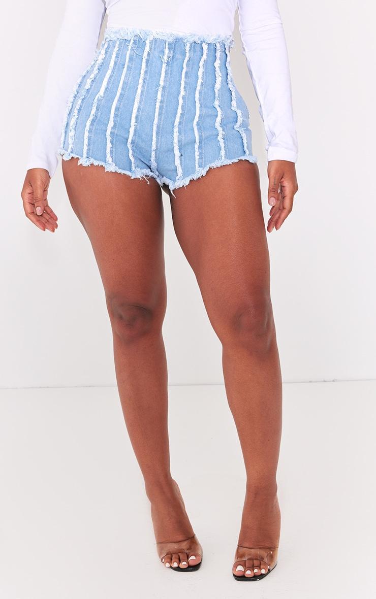 Shape Light Blue Wash Denim Seam Detail Shorts Product Image