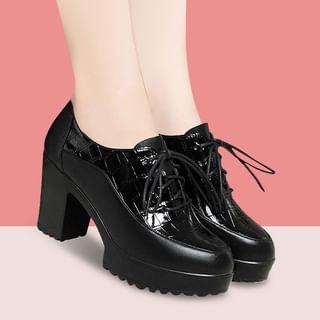 Lace-Up Platform Chunky Heel Derby Shoes (Various Designs) Product Image