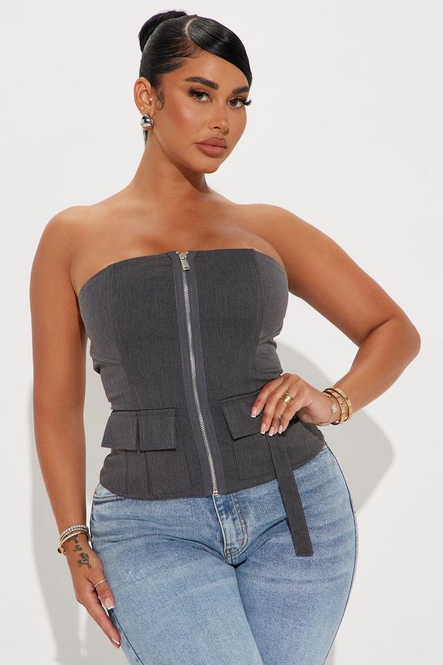 Business Chic Corset Top - Charcoal Product Image