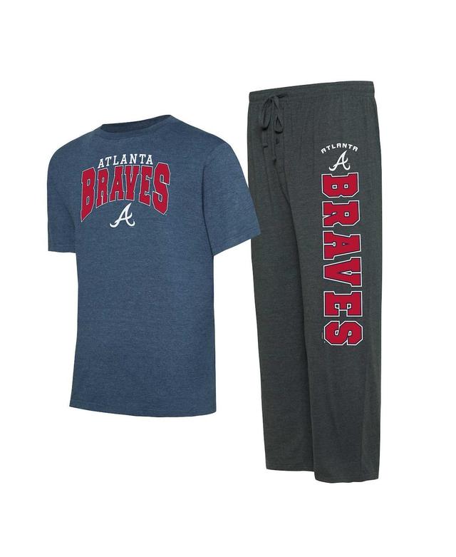 Concepts Sport Mens Charcoal Atlanta Braves Meter T-Shirt Pants Sleep Set - Charcoal, Navy Product Image