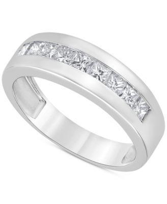 Mens Diamond Princess-Cut Band (1 ct. t.w.) in 10k White Gold Product Image