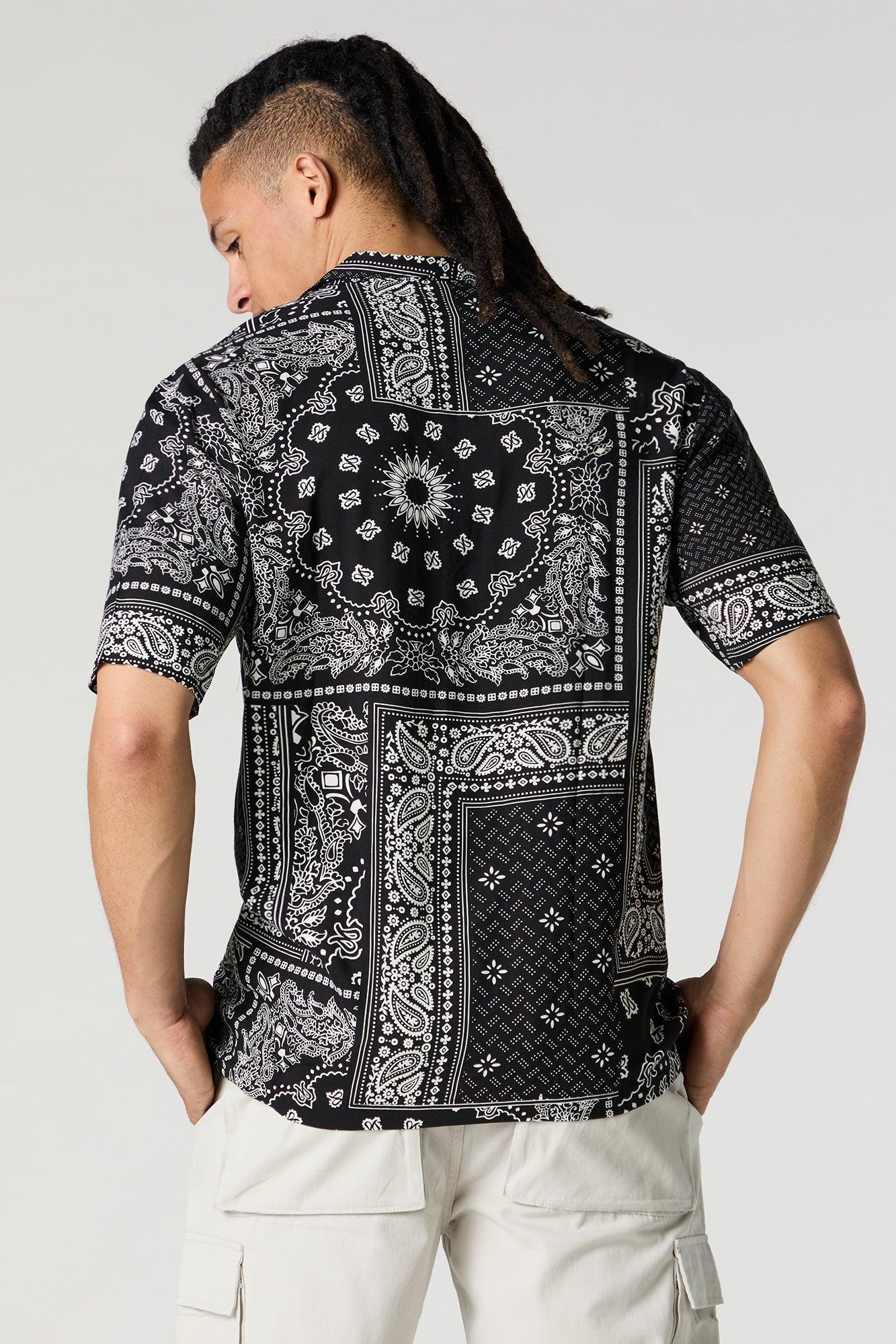 Print Short Sleeve Button-Up Top Male Product Image