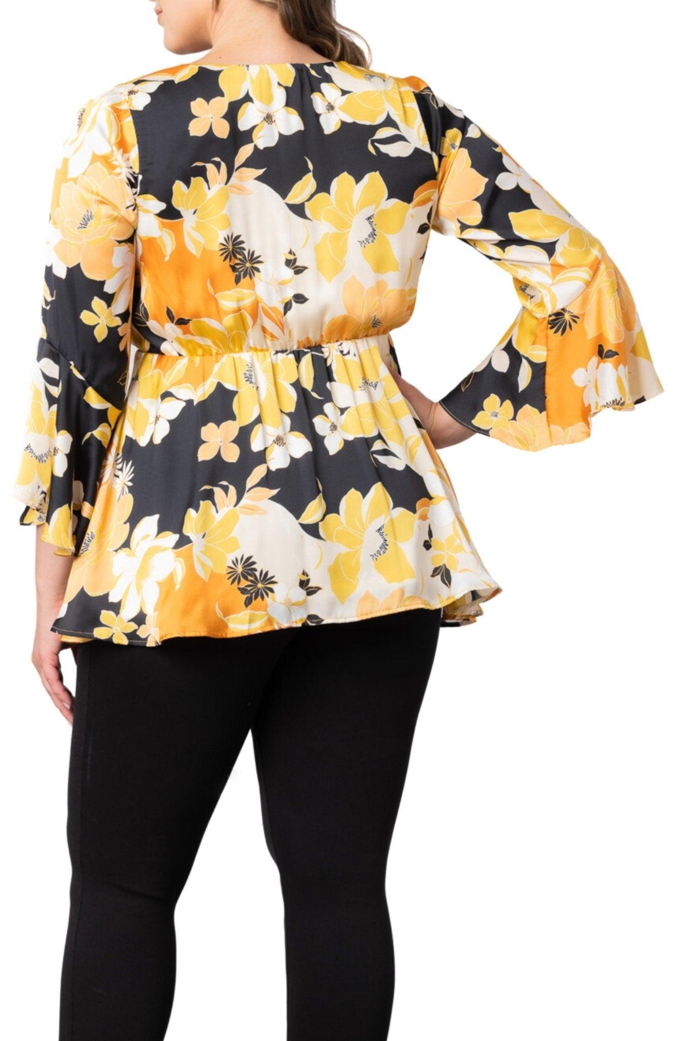 Honey Satin Bell Sleeve Top - Plus Product Image