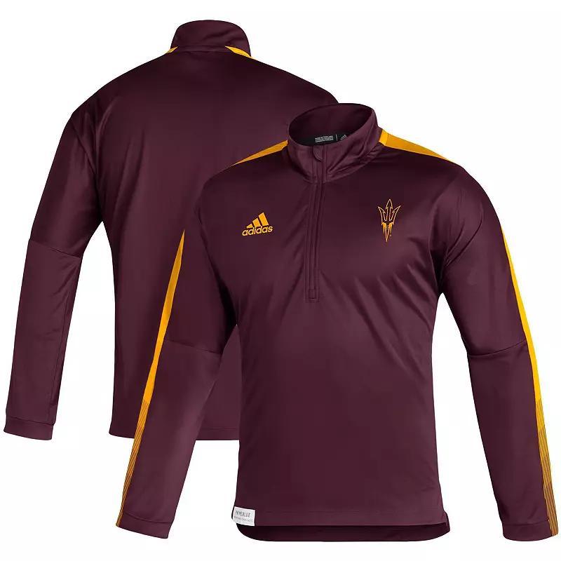 Mens adidas Maroon Arizona State Sun Devils 2021 Sideline Primeblue Quarter-Zip Jacket Product Image