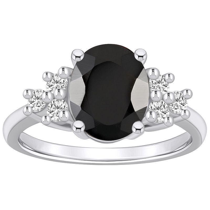 Alyson Layne 14k White Gold Oval Black Onyx & 1/3 Carat T.W. Diamond Ring, Womens Product Image