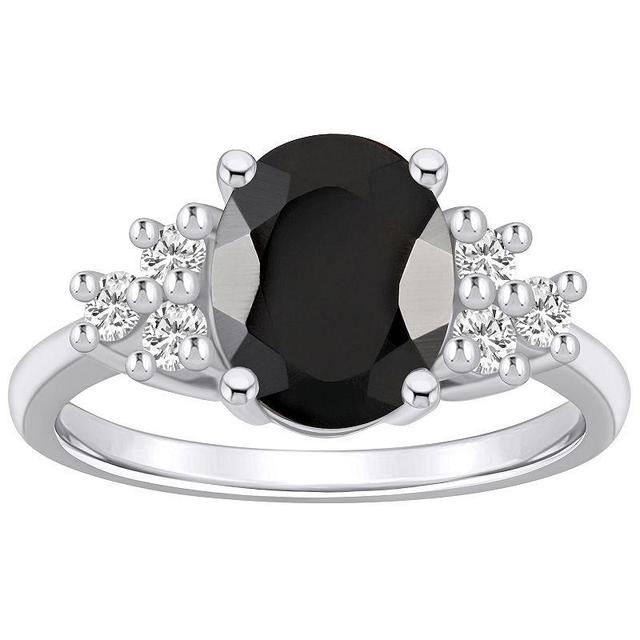 Alyson Layne 14k White Gold Oval Black Onyx & 1/3 Carat T.W. Diamond Ring, Womens Product Image