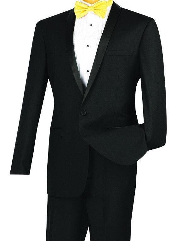 Kingsman Collection - Shawl Collar Slim Fit Tuxedo 2 Piece 1 Button Black Product Image