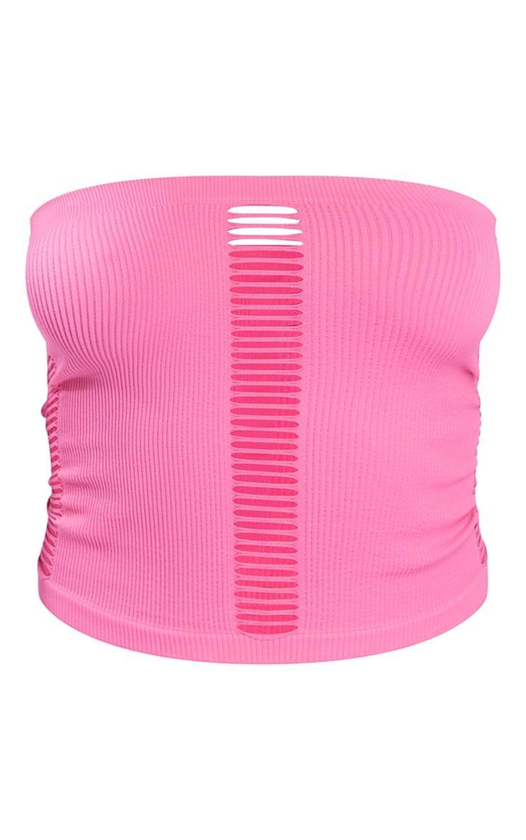 Pink Snatched Rib Ladder Front Bandeau Product Image