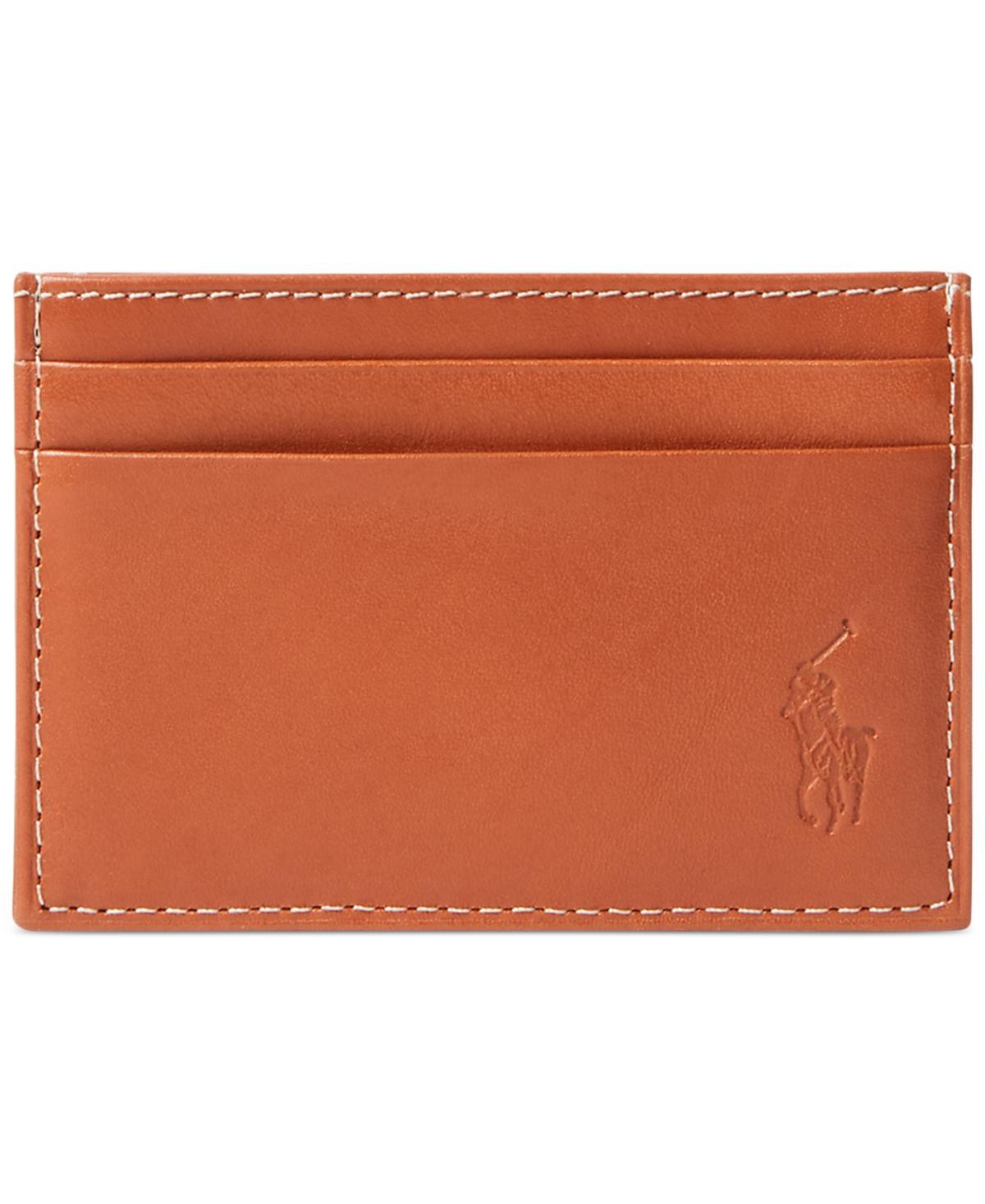 Polo Ralph Lauren Burnished Card Case w/ Money Clip (Brown) Wallet Product Image