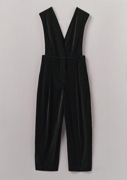 Cotton Velvet Pinafore Jumpsuit | Brown Slate Product Image