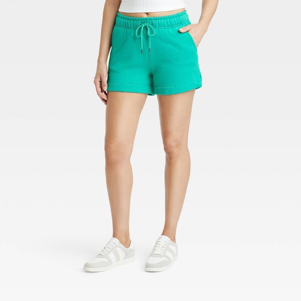 Womens Mid-Rise Fleece Shorts - Universal Thread Emerald XS Product Image