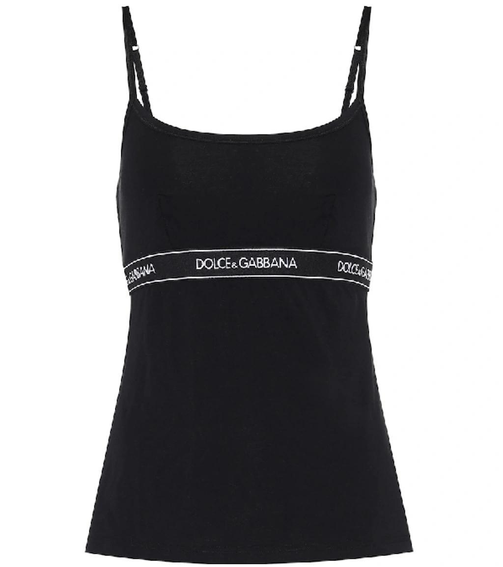 Logo Cotton-blend Jersey Camisole In Black Product Image