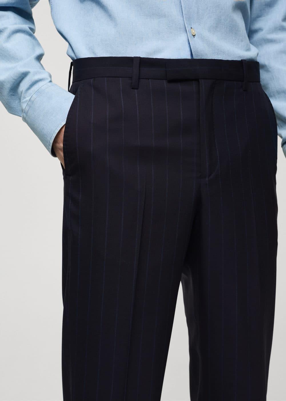 MANGO MAN - Pinstripe virgin wool suit trousers dark navyMen Product Image