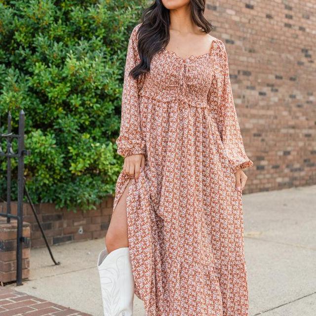 Light Of My Life Brown Ditsy Floral Maxi Dress Product Image