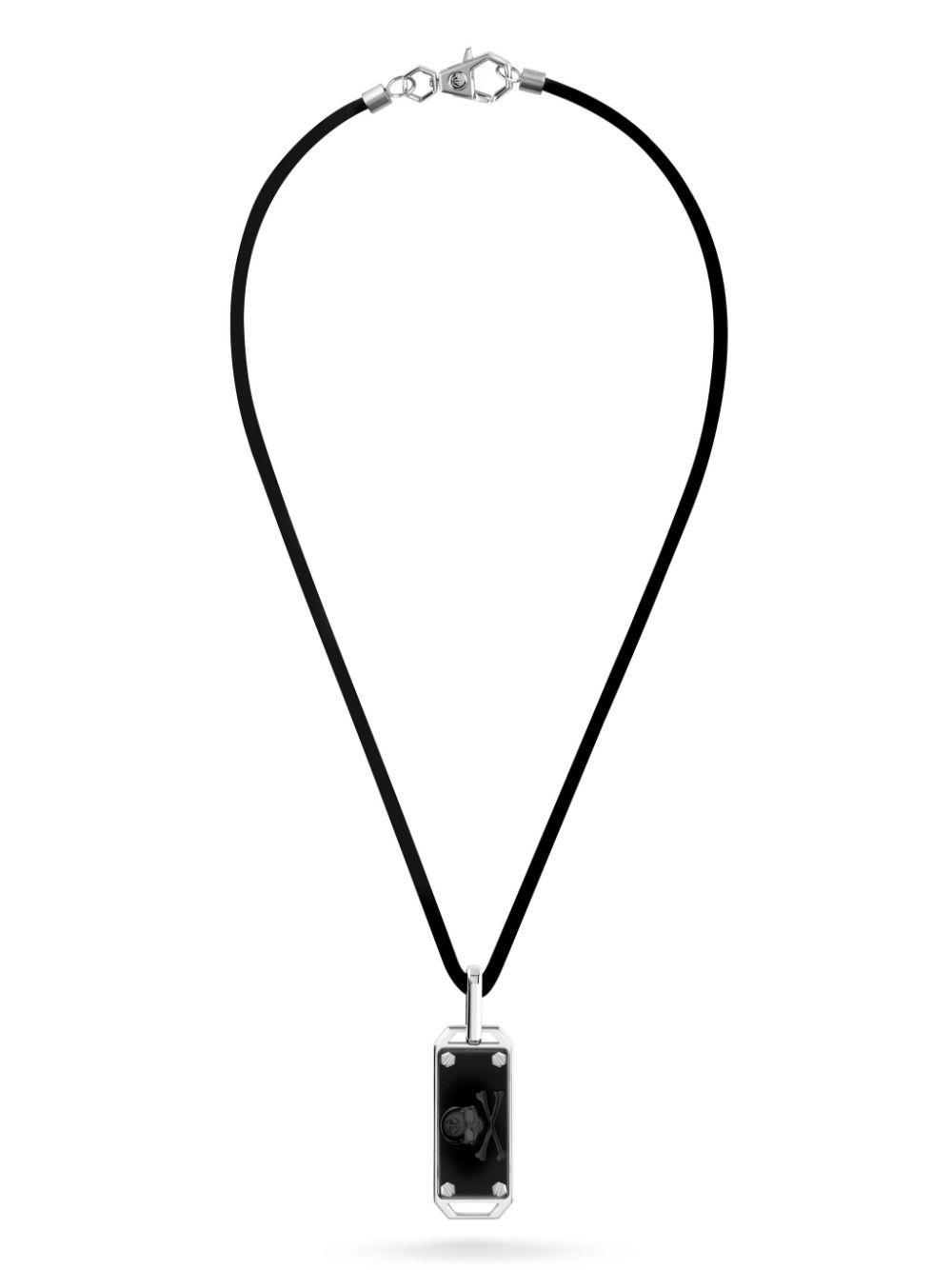 PHILIPP PLEIN $kull Bones Silicone Necklace In Silver Product Image