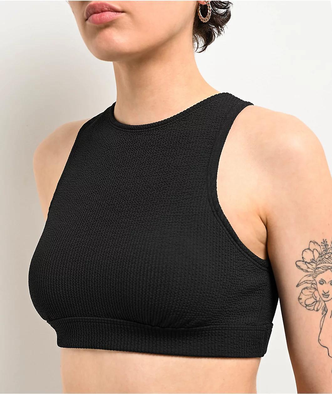 Nike Elevated Essential High Neck Black Bikini Top Product Image