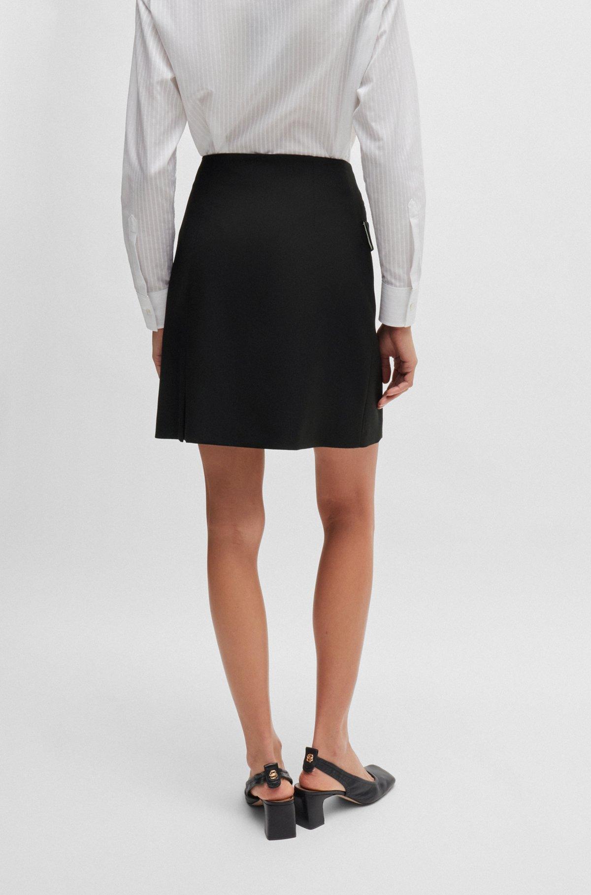 Wrap-front skirt in virgin wool with pocket detail Product Image