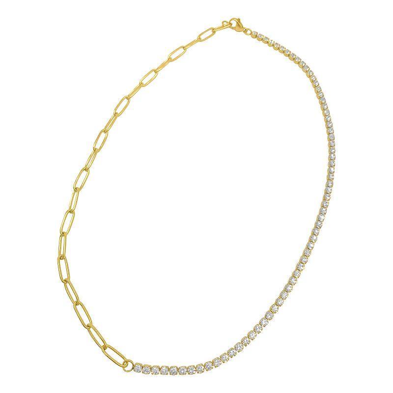 Adornia Half Tennis & Paperclip Chain Necklace in Yellow at Nordstrom Rack Product Image