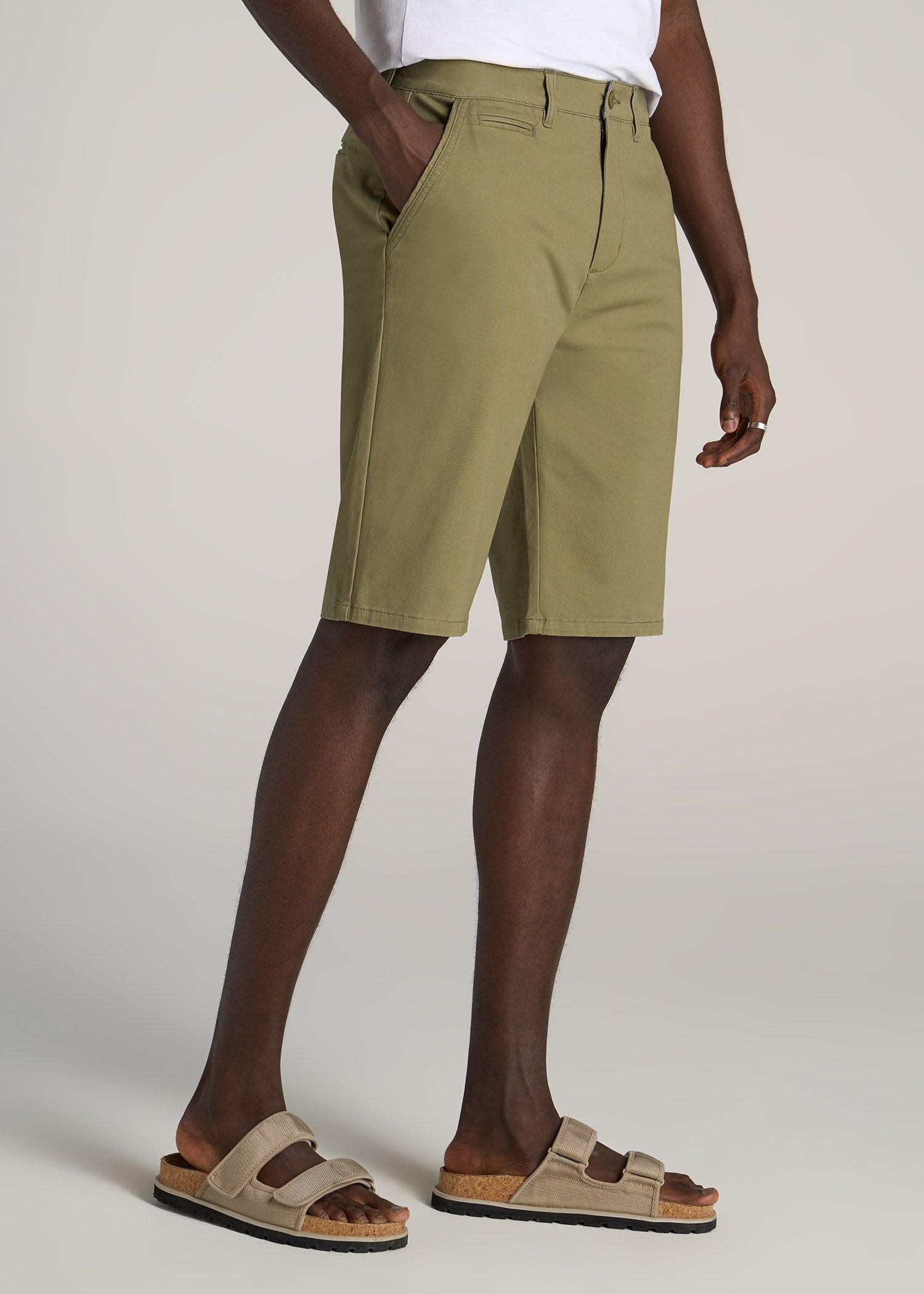 Chino Shorts for Tall Men in Fatigue Green Product Image