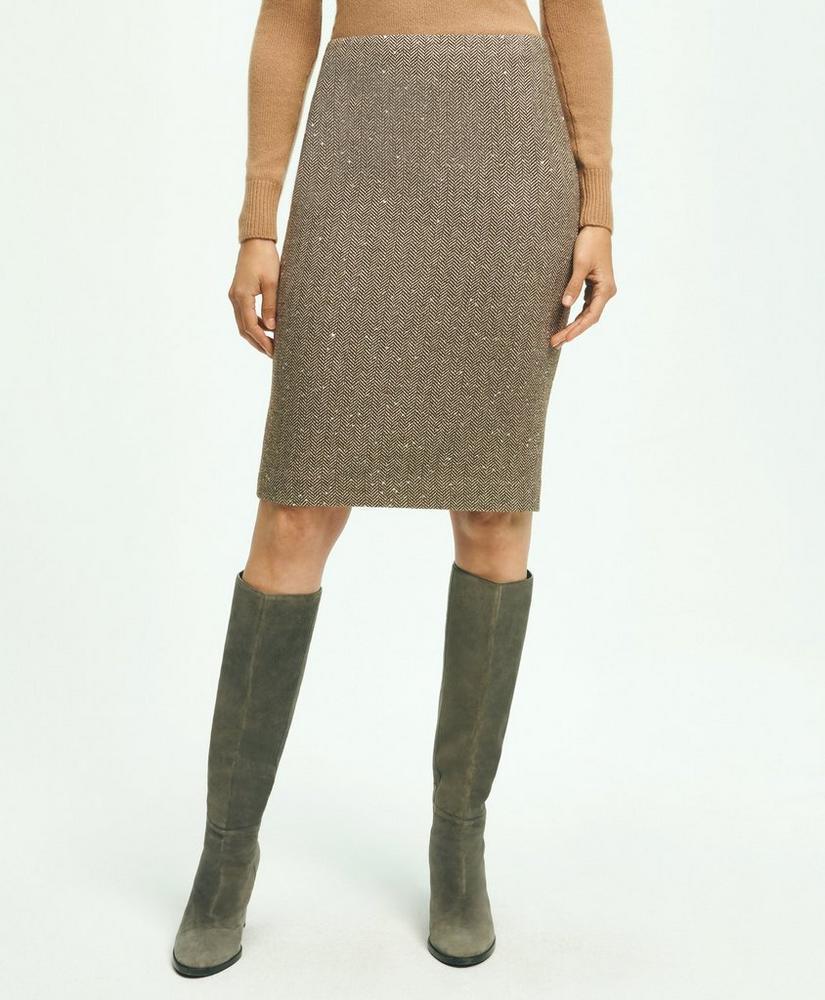 Wool Blend Sequin Pencil Skirt Product Image