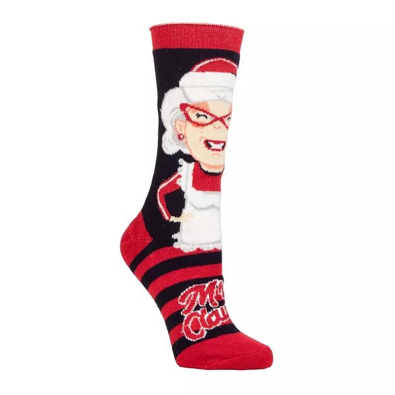 Womens Heat Holders Ultra Lite 3x Warmer Mrs. Claus Crew Socks Blue Red Product Image