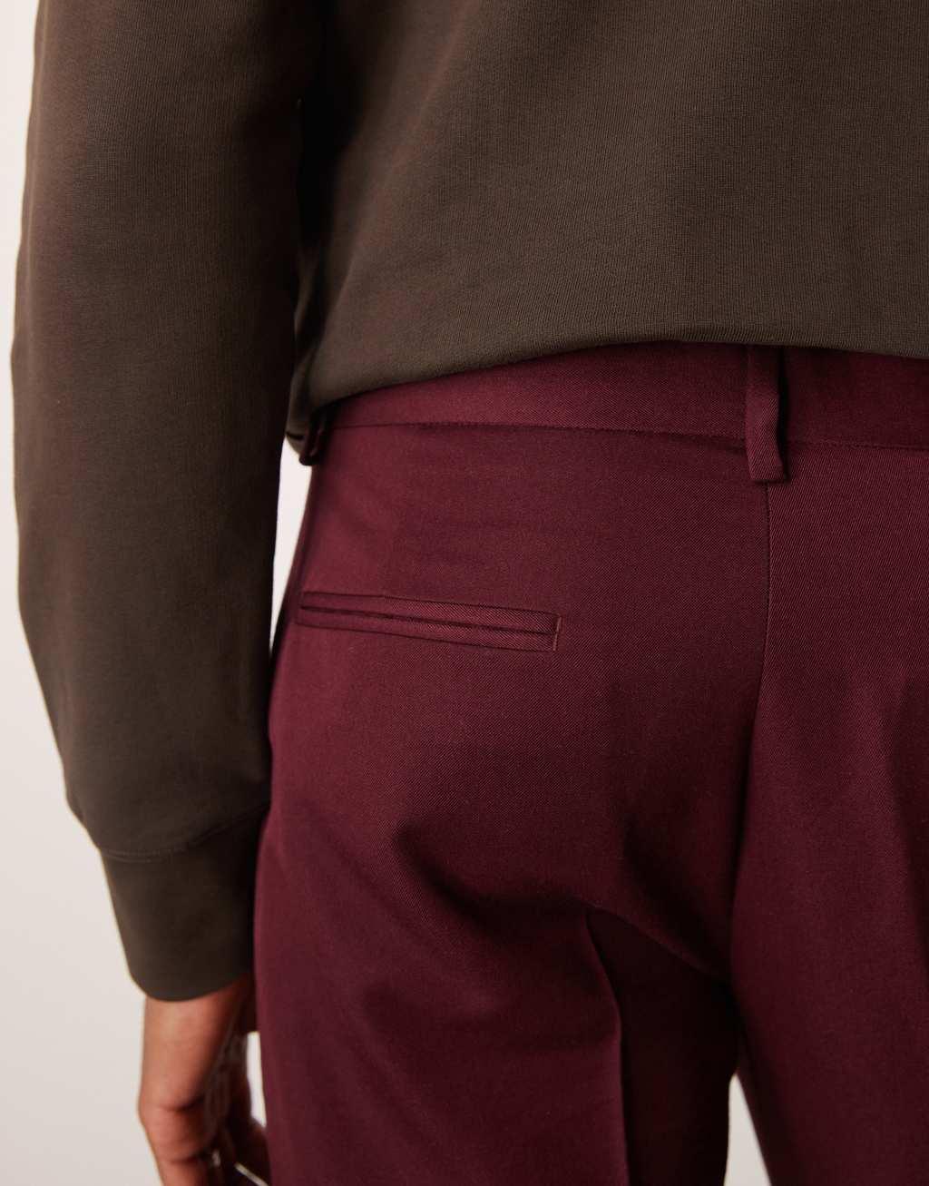 ASOS DESIGN smart straight leg pants in burgundy Product Image