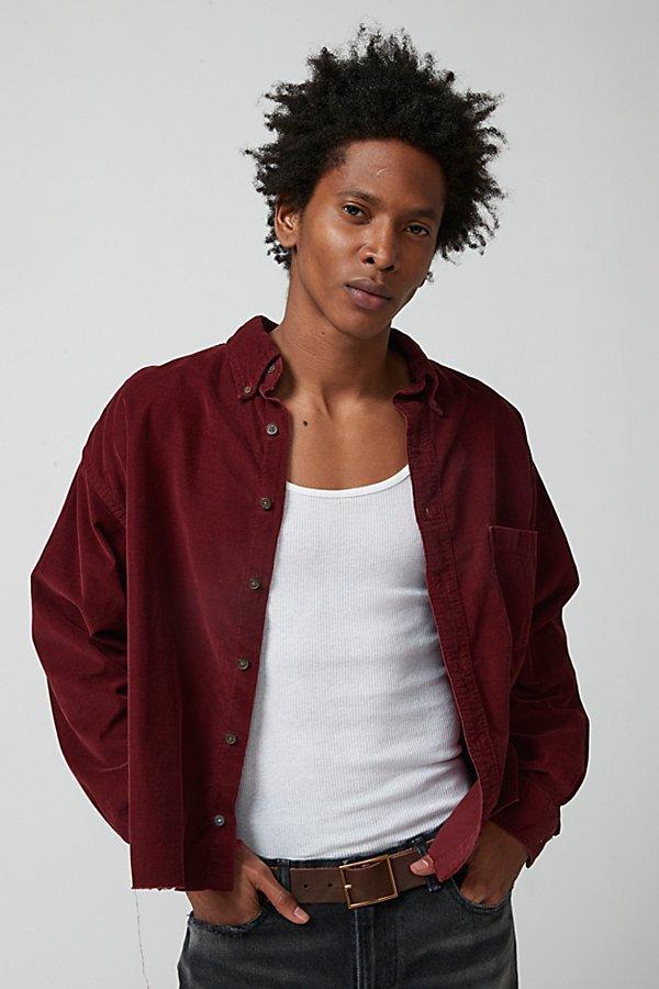 Urban Renewal Remade Overdyed Raw Crop Cord Long Sleeve Shirt Mens at Urban Outfitters Product Image