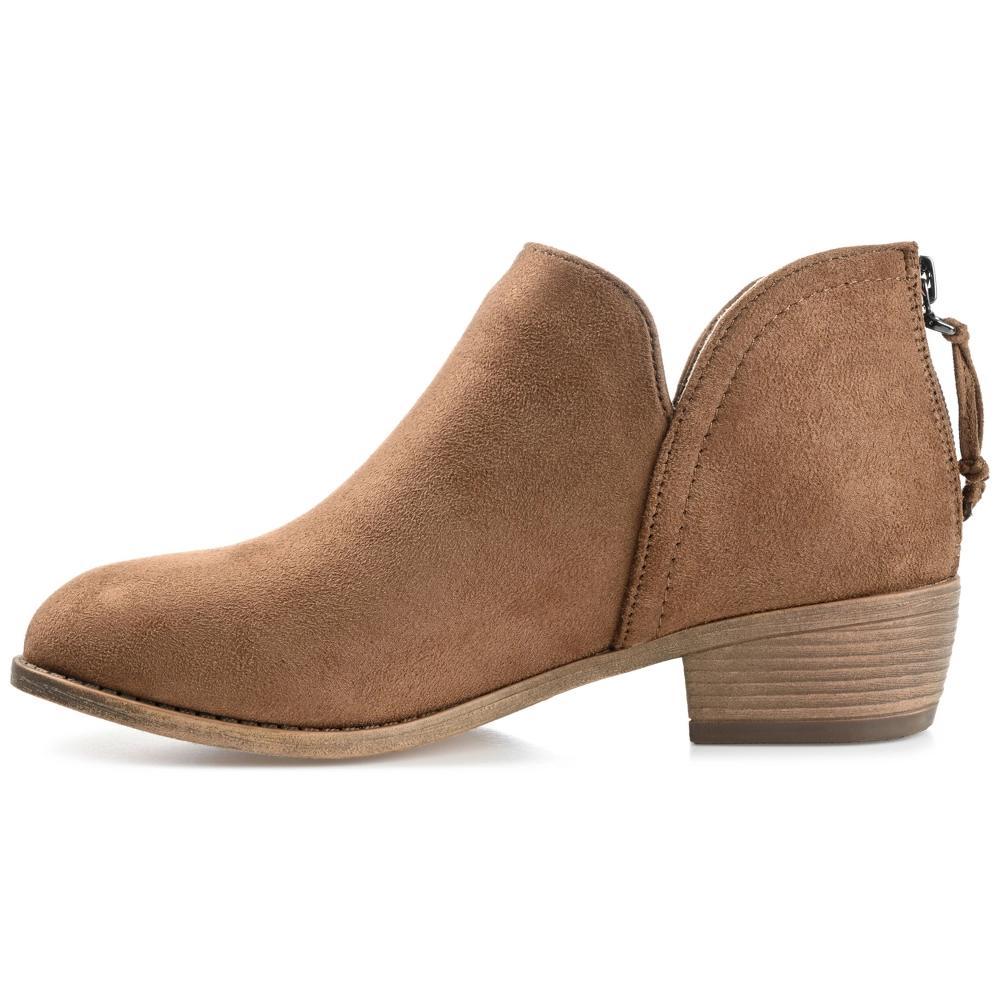 Journee Collection Womens Livvy Back Heel Zip Stacked Heel Booties Taupe 9 Product Image