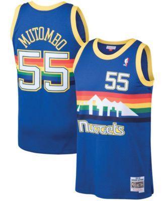 Mens Mitchell & Ness Dikembe Mutombo Blue Denver Nuggets Hardwood Classics Swingman Jersey Product Image