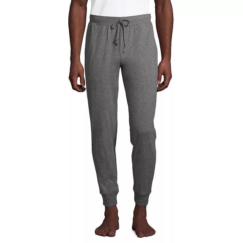 Big & Tall Lands End Knit Jersey Jogger Pajama Pants, Mens Grey Heather Product Image