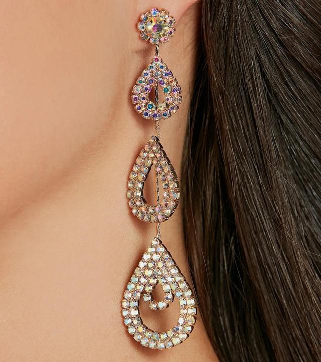 Luxe Sparkle Iridescent Rhinestone Teardrop Earrings Product Image