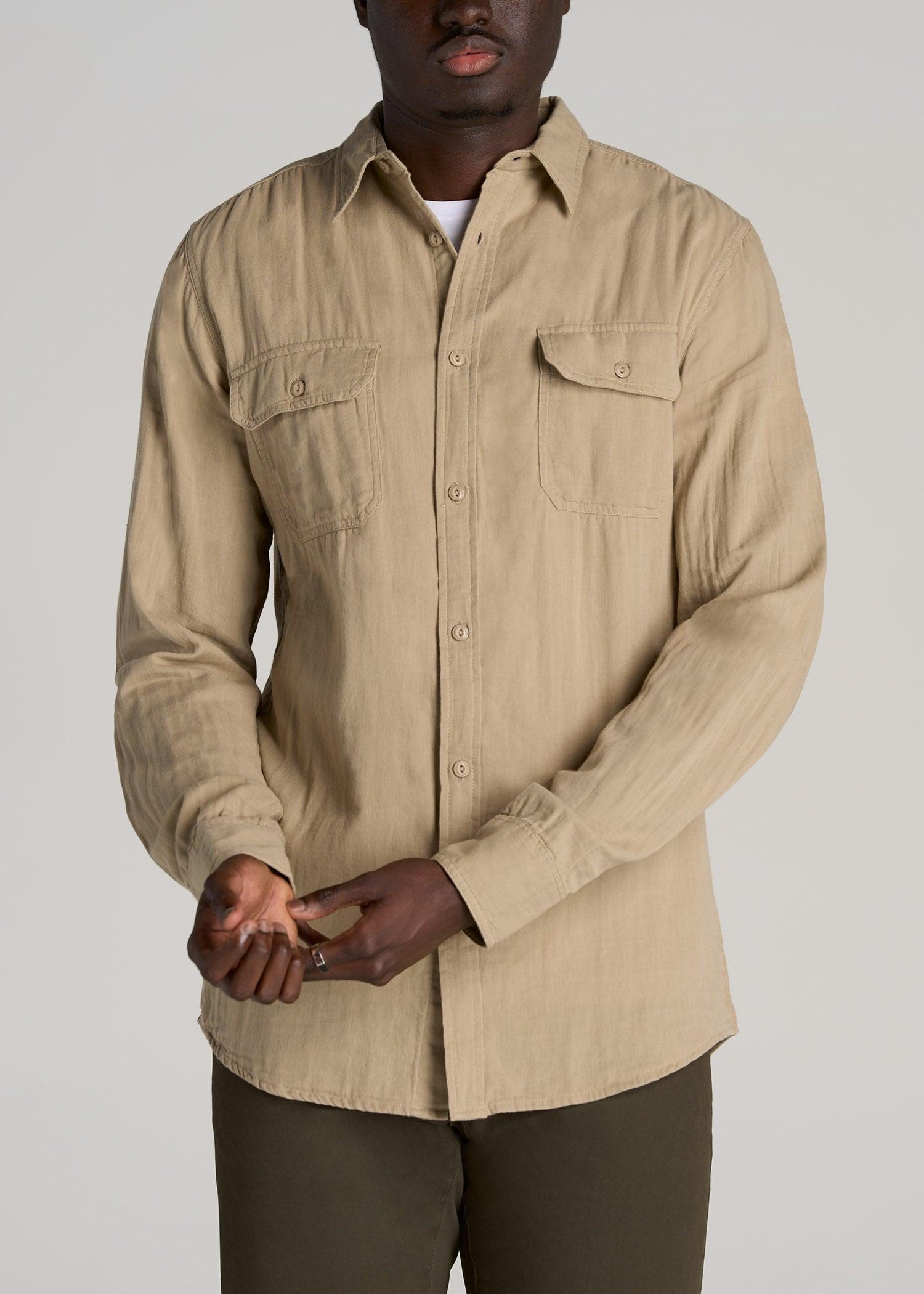 LJ&S Double Weave Shirt for Tall Men in Vintage Buck Product Image