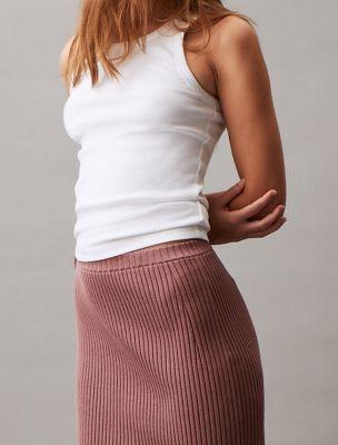 Smooth Cotton Rib Midi Sweater Skirt Product Image