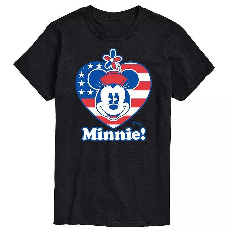 Disneys Minnie Mouse Mens Flag Heart Graphic Tee Product Image