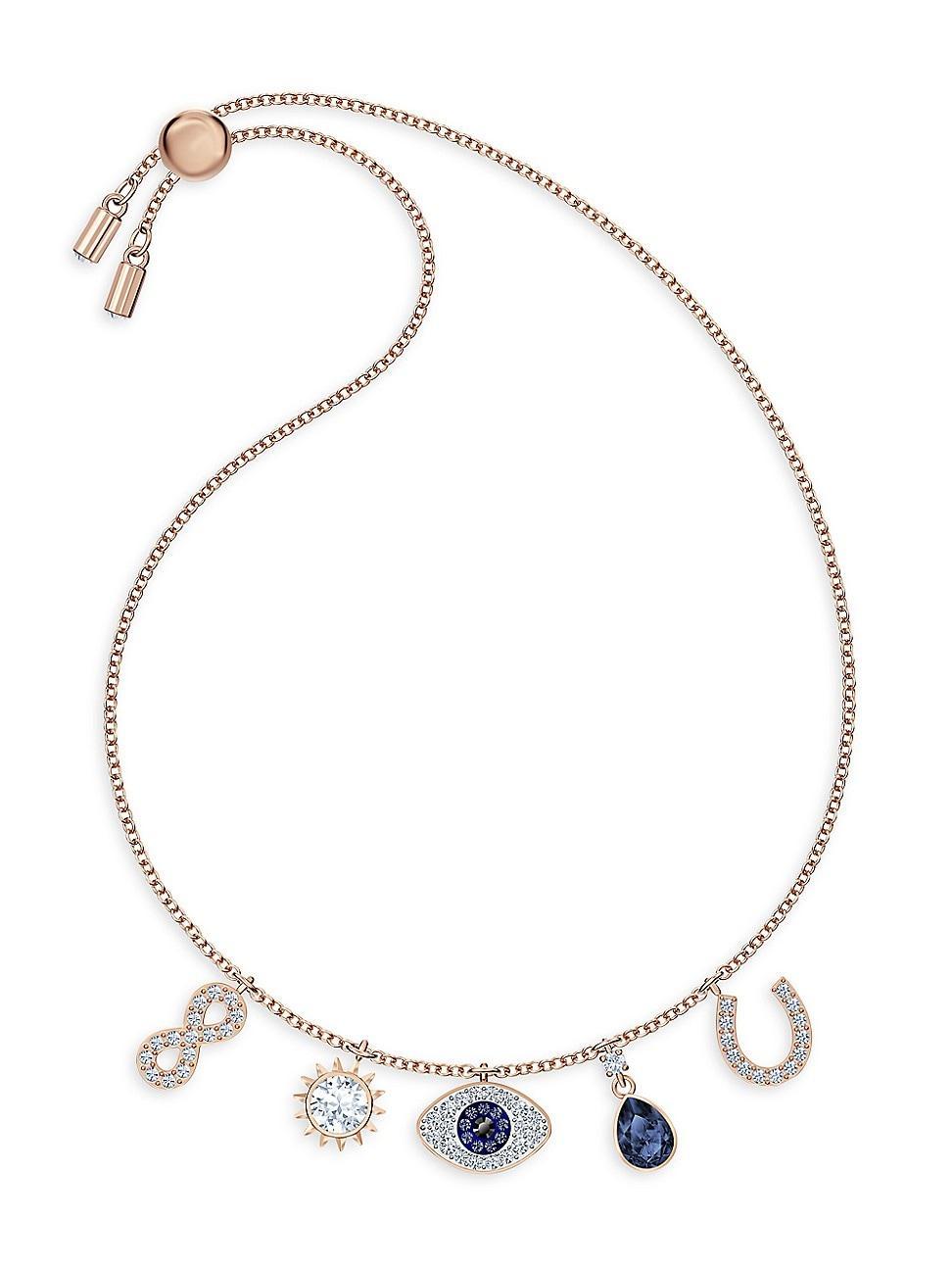 Swarovski Rose Gold-Tone Crystal Protective Charm Bolo Bracelet Product Image