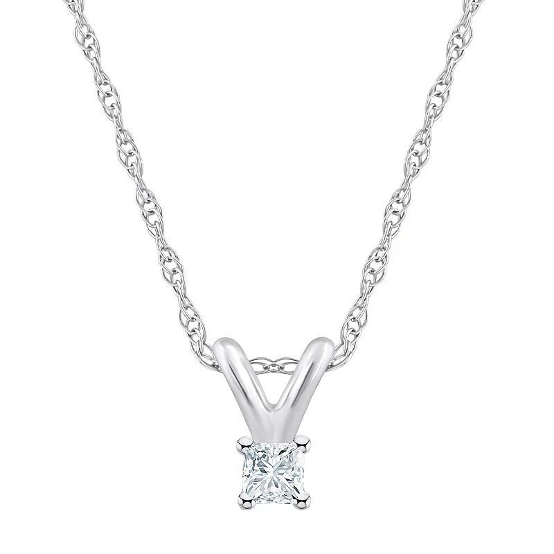 Celebration Gems 14k White Gold 1/10 Carat T.W. Diamond Solitaire Pendant Necklace, Womens Product Image