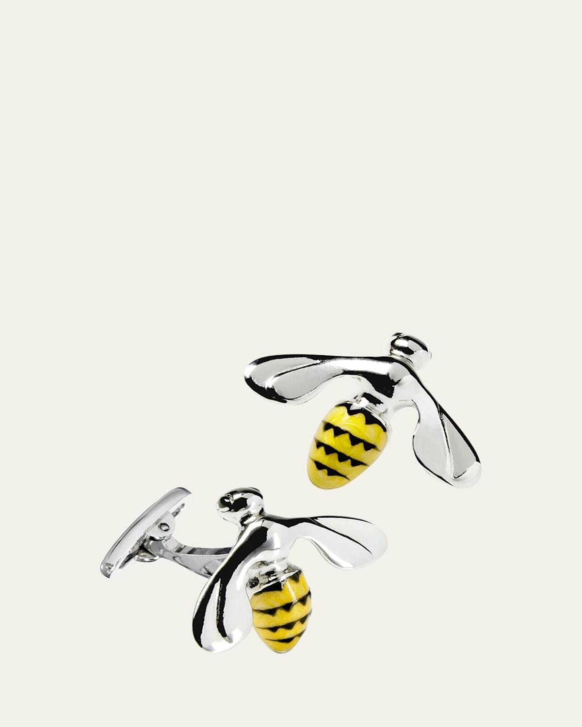 Mens Triumphant Bee Enamel & Sterling Silver Cufflinks Product Image