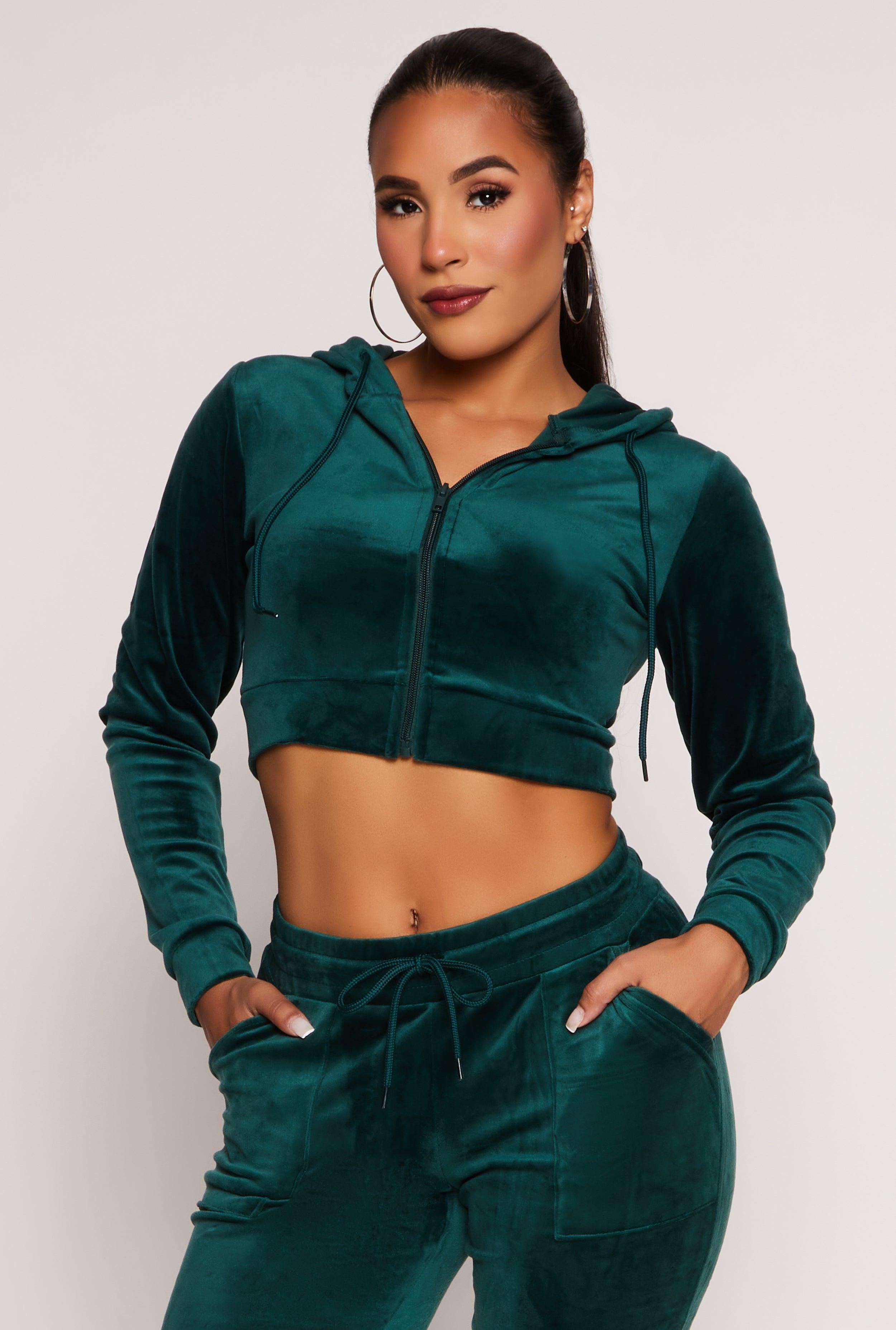 Womens Velour Zip Front Hoodie Product Image