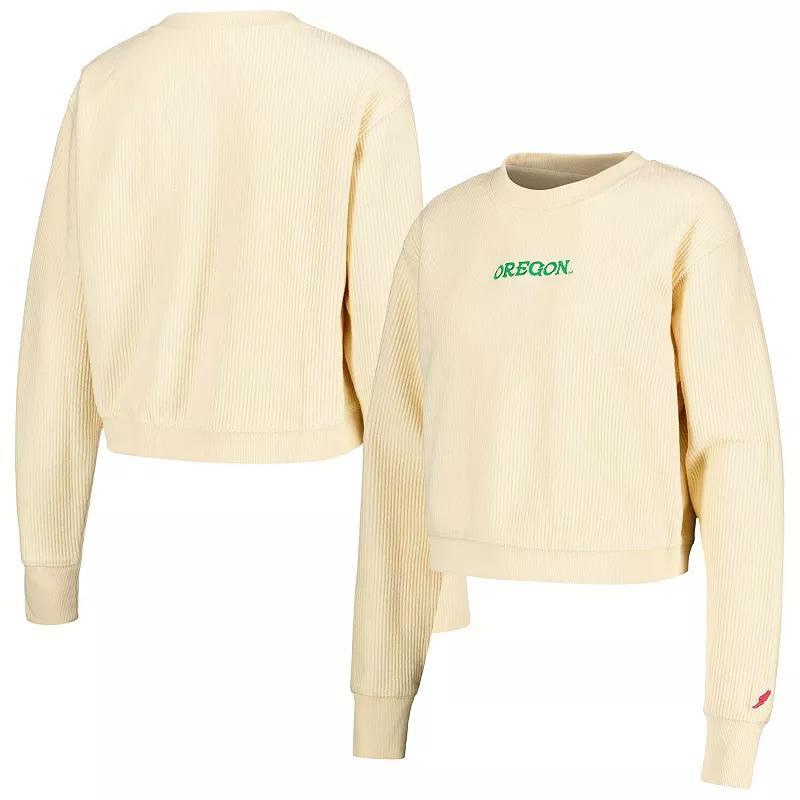 Womens League Collegiate Wear Cream Oregon Ducks Timber Cropped Pullover Sweatshirt product image